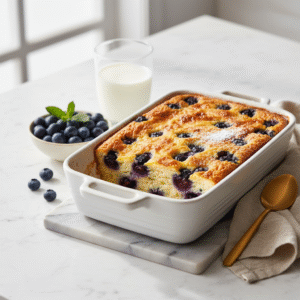 Blueberry cottage cheese breakfast bake - A delicious slice of the morning casserole.