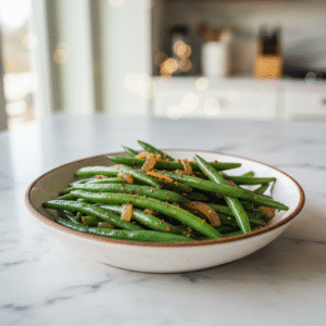 how to cook green beans for diabetics cajun seasoning - Overhead view of Cajun Green Beans, showcasing the texture and spice mix.
