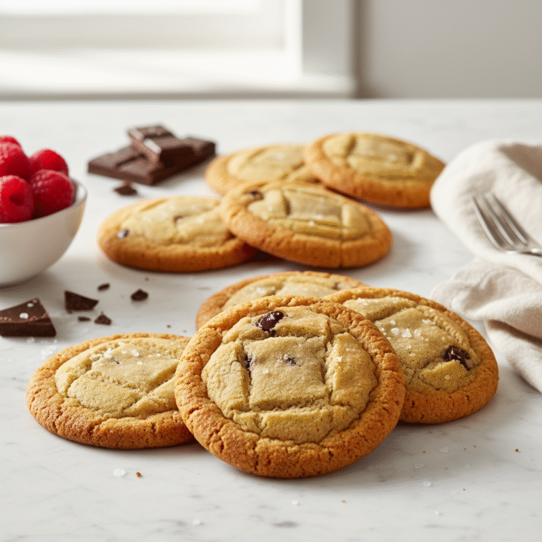 Peanut butter cookie recipe no eggs - close-up of golden-brown eggless cookies with crisscross patterns on white marble