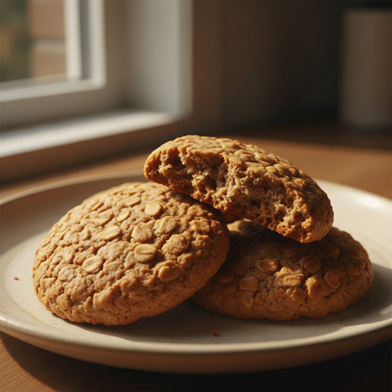 Eggless Oatmeal Cookies - macro shot - appetizing stack of golden-brown chewy cookies with visible oats