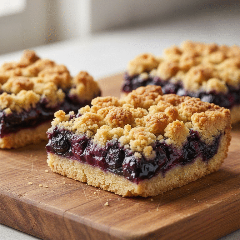 Blueberry Crumb Bars - macro shot - appetizing golden-brown crumb bars with jammy blueberry filling
