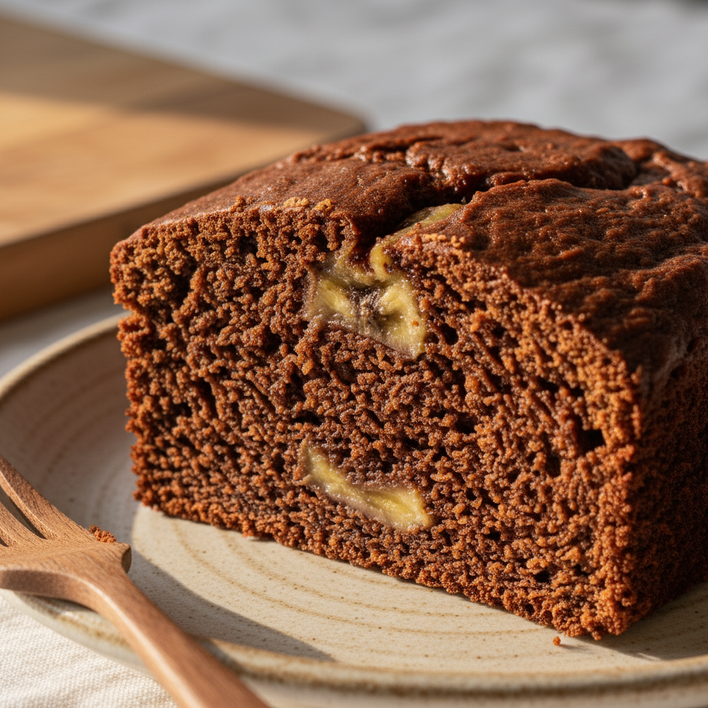 Eggless Chocolate Banana Cake - macro texture close-up - moist tender crumb