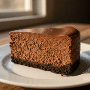 No-Bake Nutella Cheesecake - close-up shot - irresistibly creamy chocolate hazelnut cheesecake