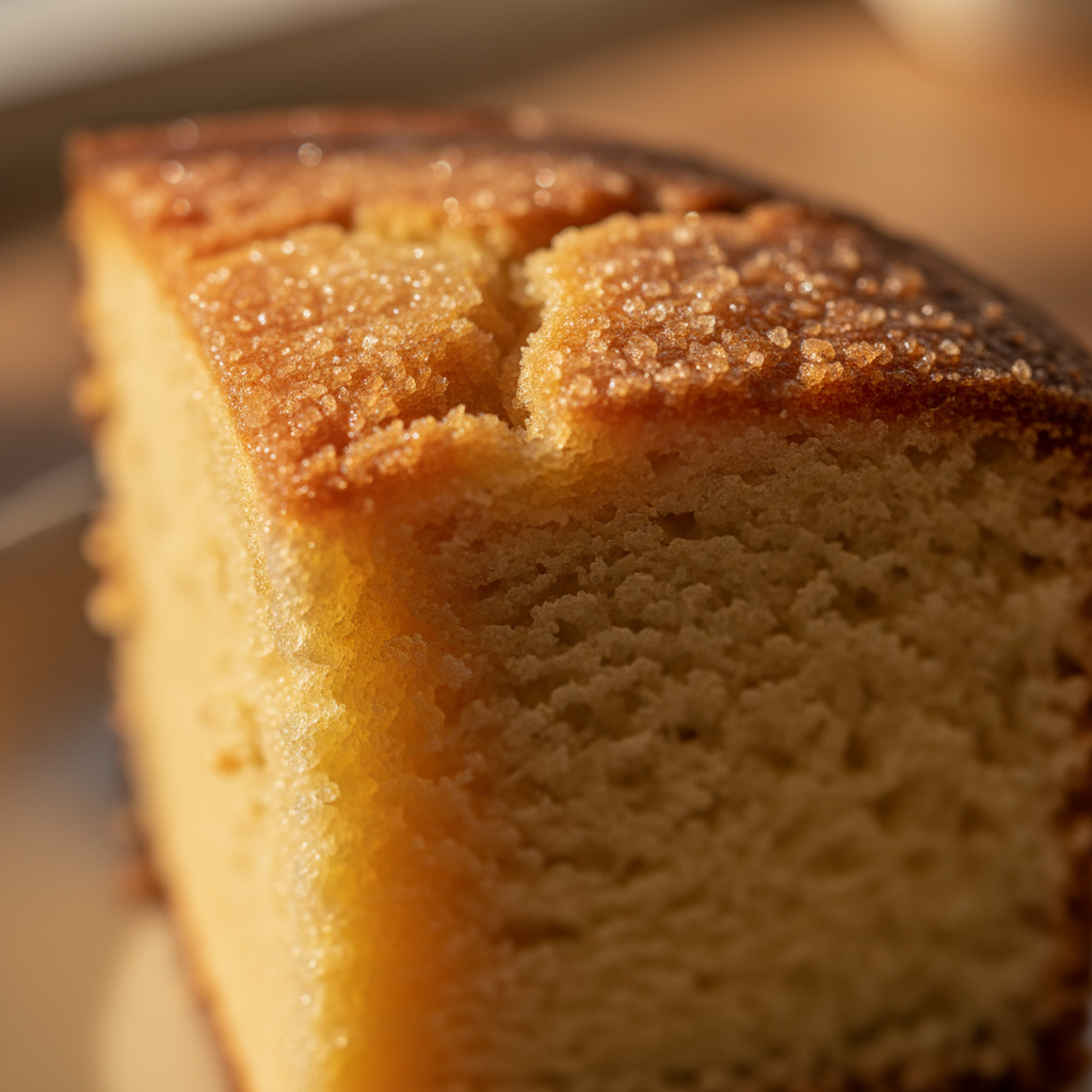 Pound Cake Recipes - extreme macro detail of vanilla pound cake crust and moist crumb texture