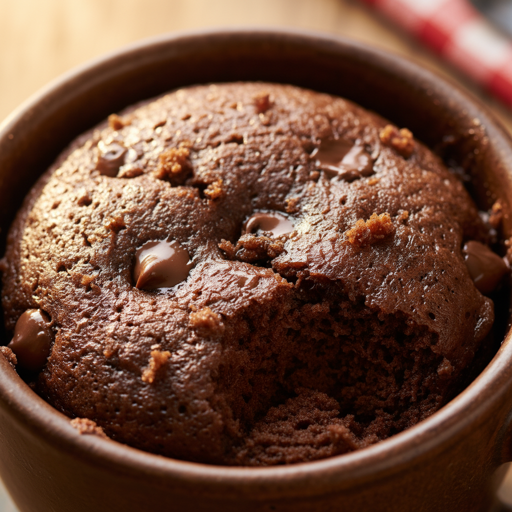 Quick Dessert Recipes Microwave - extreme macro detail - moist microwave chocolate mug cake surface
