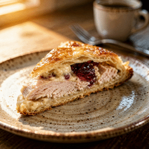 Turkey Cranberry Crescent Ring - flaky golden brown crust - creamy savory filling