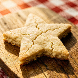 Eggless Christmas Cookies - soft, chewy texture with light golden-brown edges. Authentic holiday sugar cookie.