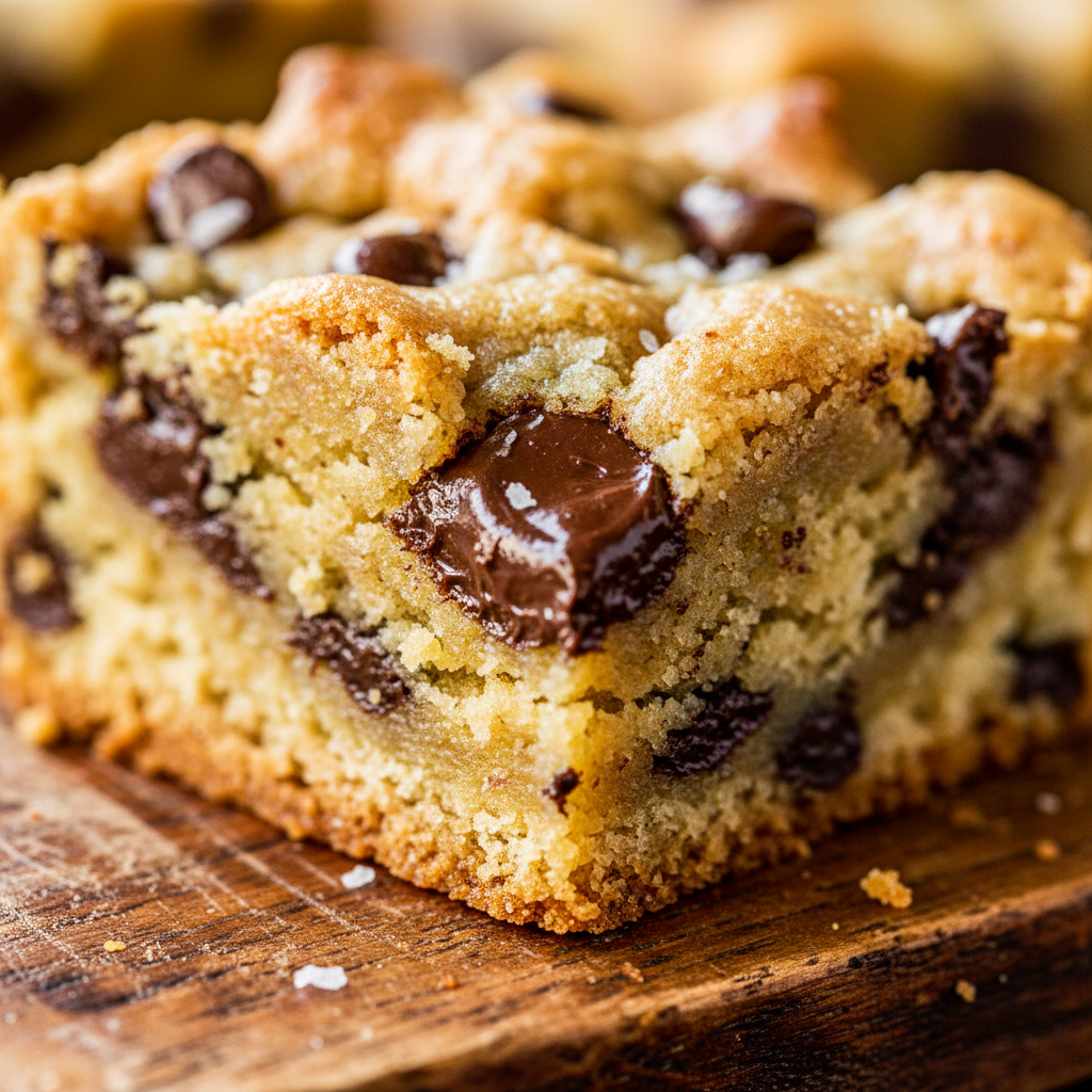 Eggless Cookie Bars - extreme macro chocolate chip - gooey texture detail