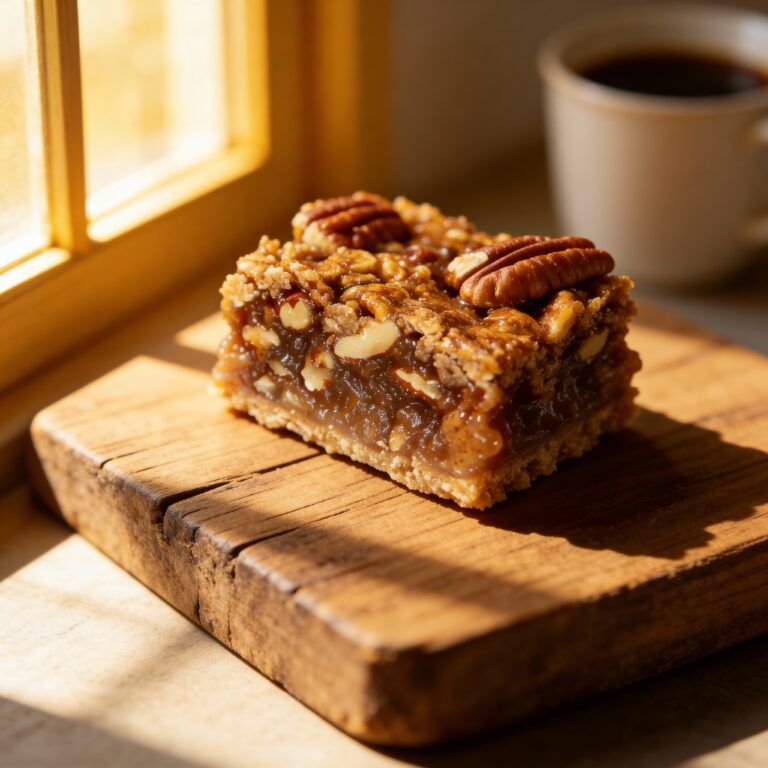 Vegan Pecan Pie Bars - gooey caramelized pecan topping and flaky crust